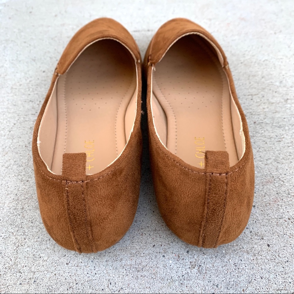 Vegan Suede Camel Brown Flats - Picture 7 of 8